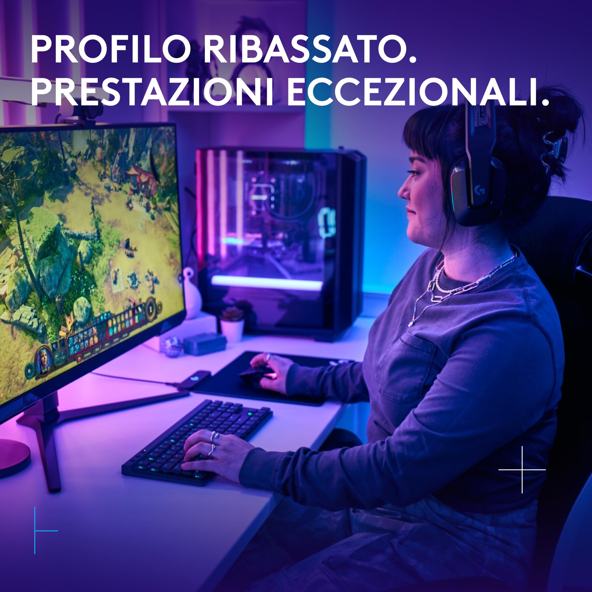 Logitech G G515 LIGHTSPEED TKL Tastiera gaming wireless a profilo ribassato, LIGHTSYNC RGB, design sottile senza tastierino numerico, copritasti in PBT, switch meccanici Tactile, ITA QWERTY - Nero