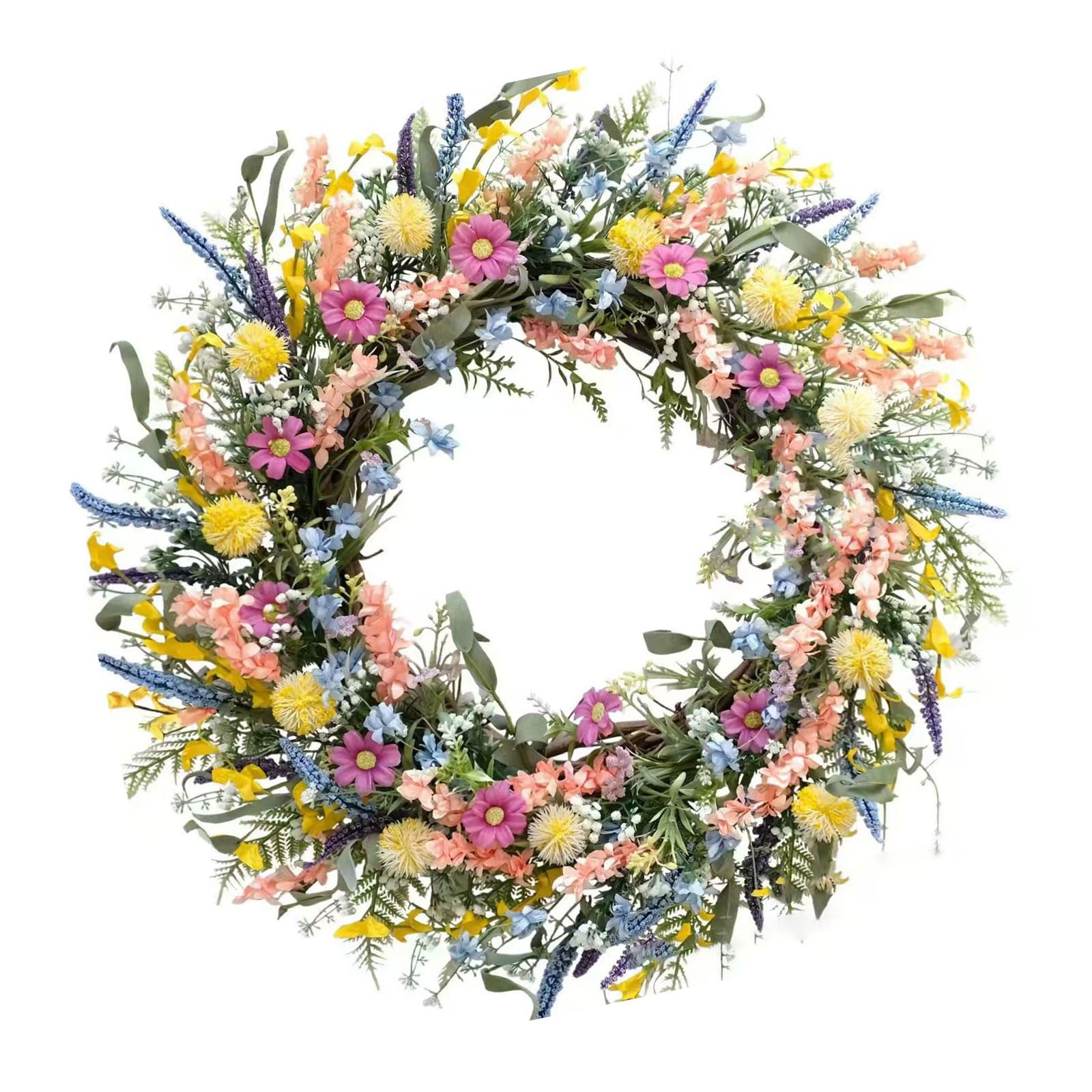 Xinsheinelry Realistic Artificial Floral Wreath 40X40Cm Spring Decoration for Front Door Garden Wedding Birthday Spring