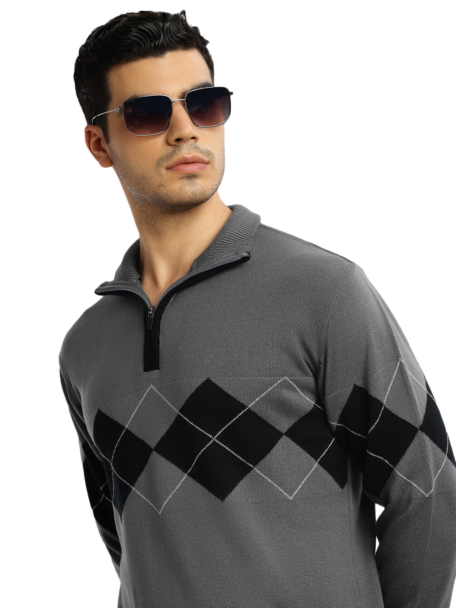 Thomas Scott Men's | Regular Fit | Long Sleeves | High Neck | Self Design | 100% Acrylic | Knitted | Pullover | Sweatshirt-picture-42