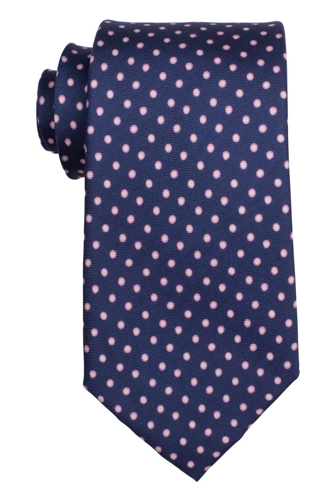 Navy Blue and Pink Polka 100% Silk Necktie For Men-image-48
