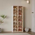 ANTBOX Shoe Organizer Storage Box, Portable Folding Shoe Rack for Closet with Magnetic Clear Door,Large Sneaker Cabinet Bins All-in-one Sturdy Easy Assembly 8 Layers-16 Grids