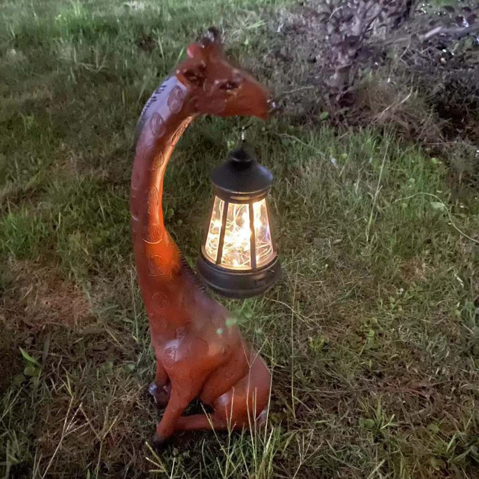 Figurines d'extérieur à Lampes solaires | Figurines de Sculpture de Girafe pour décoration d'extérieur, décoration de Jardin créative éclairée en résine, Ornement pour Une Utilisation en