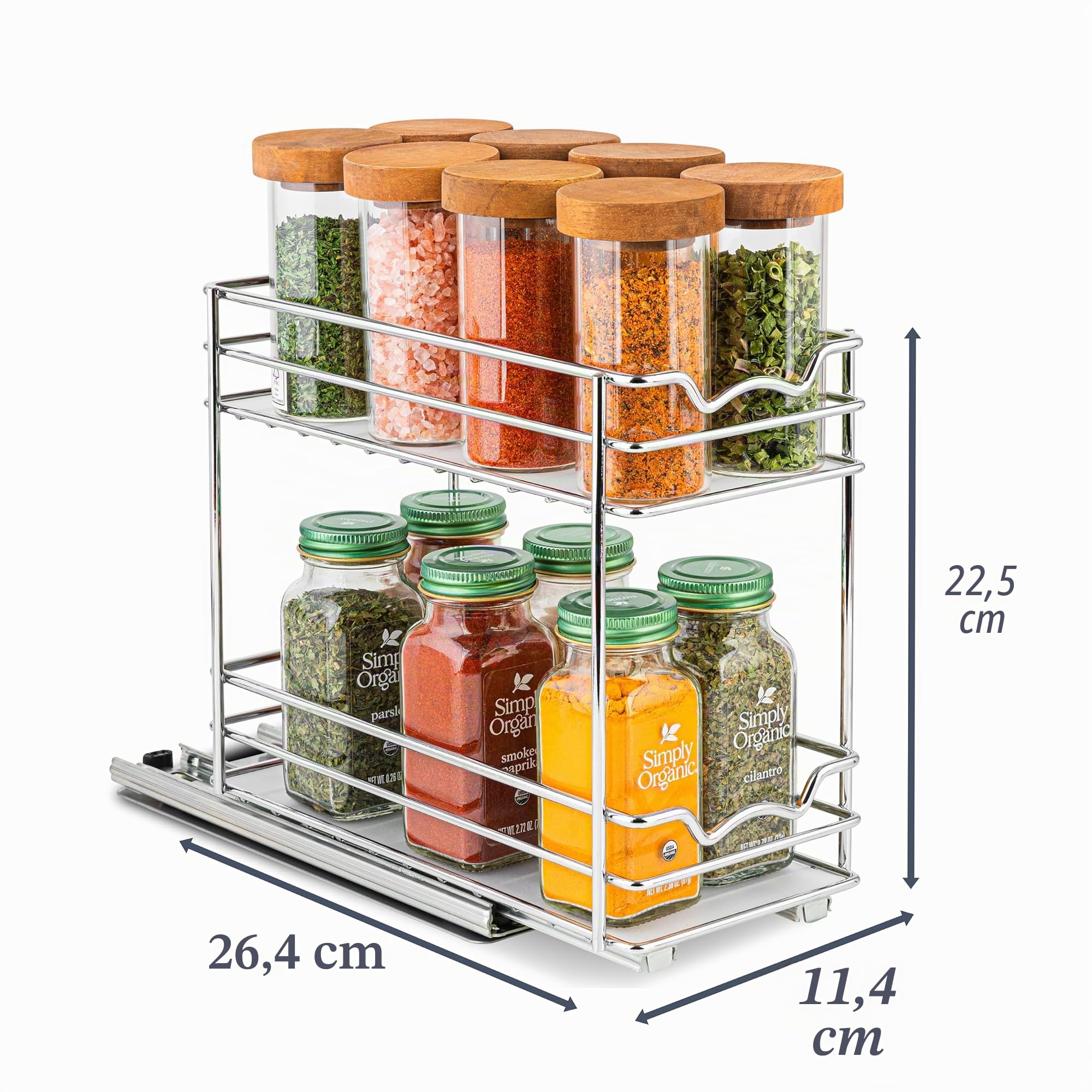 HOLDN’ STORAGE Étagère à épices pour armoire, robuste – Étagère à épices amovible – Organisation des épices 11,4 cm L x 26,4 cm P x 22,4 cm H – Étagères à épices pour armoires intérieures et