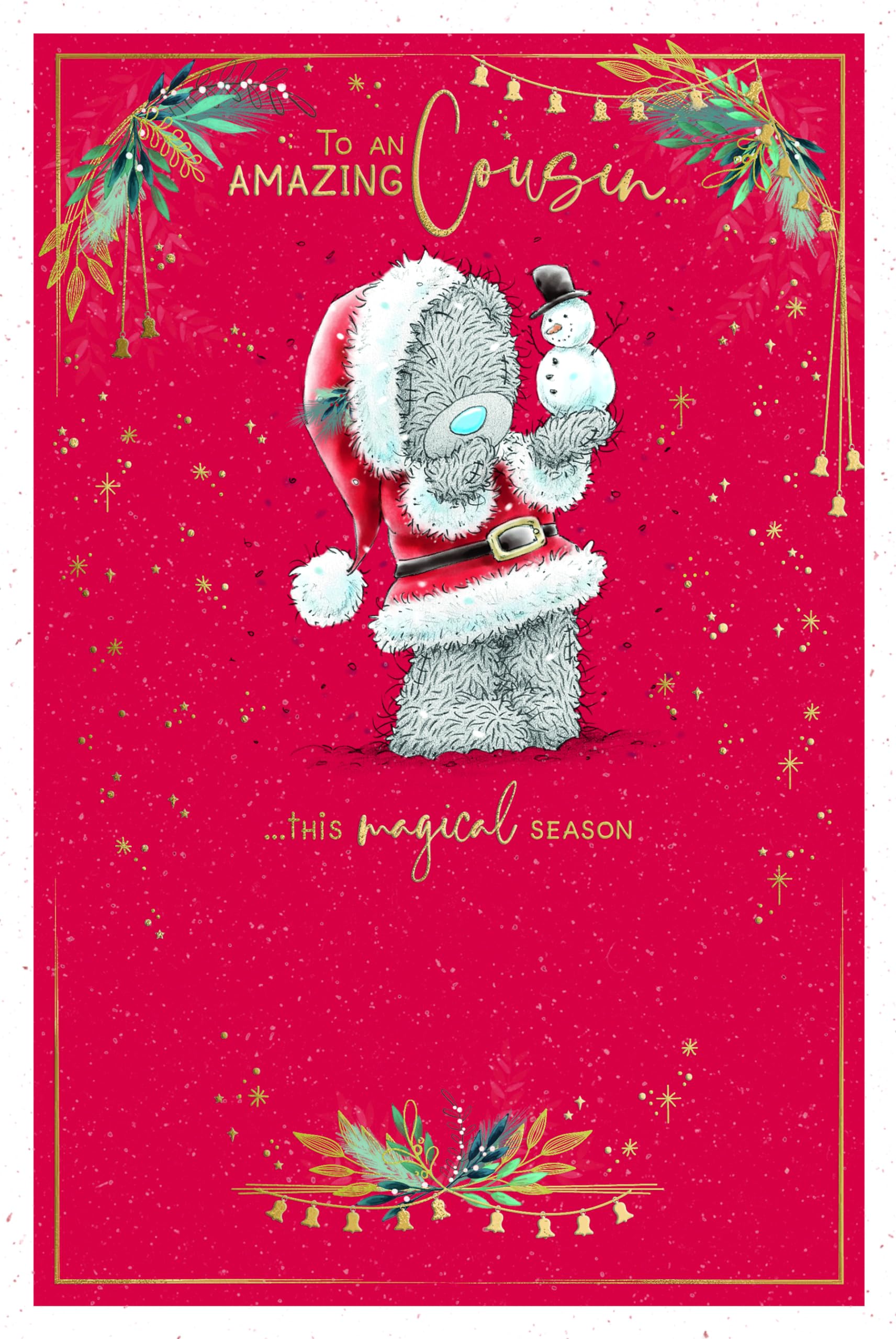 Me To You Tatty Teddy To An Amazing Cousin Christmas Card 6x9ins - Official Collection