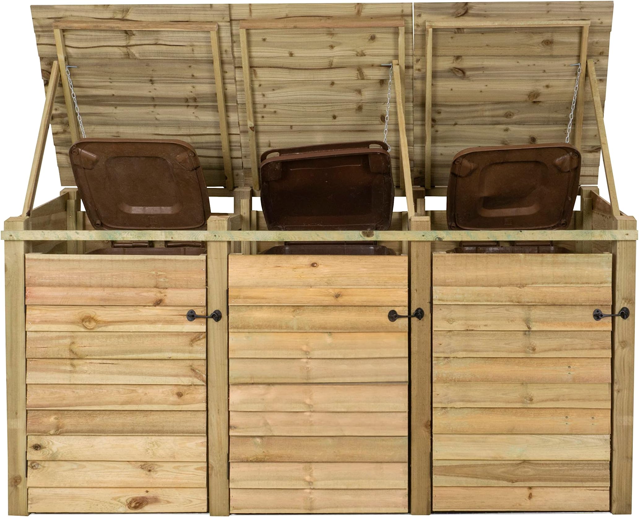 Rowlinson Triple Wheelie Bin Store Natural 230x82x130 cm Amazon.co.uk Home & Kitchen