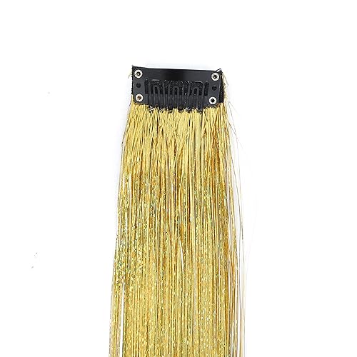 Miniatura 7 de SWACC 12 piezas de extensiones de cabello lacio de un color con clip, extensiones de cabello sintético de rayas de color (rubio beige)