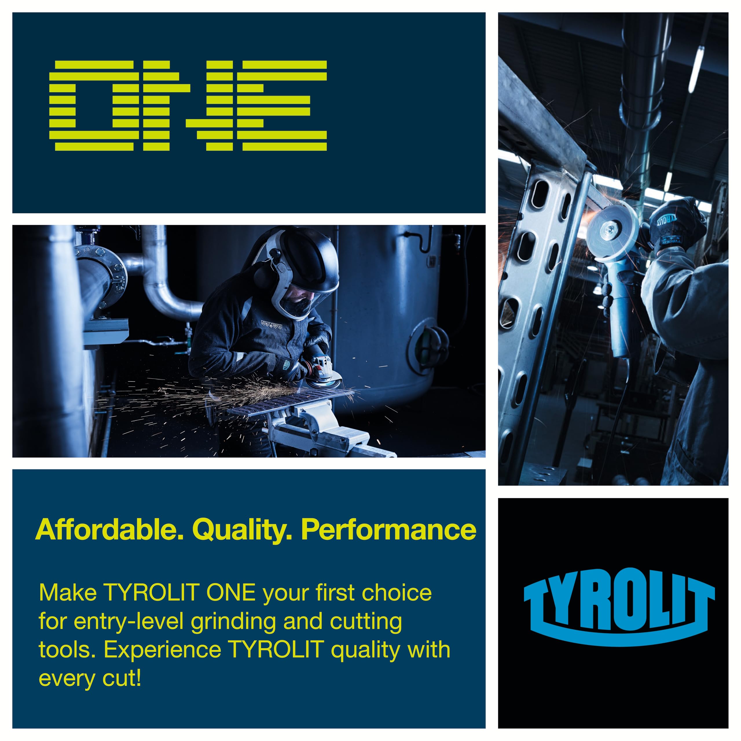 TYROLIT ONE - Dischi lamellari 2 in 1, resistenti, 125 mm, per acciaio e acciaio inossidabile, grana 40, 125 x 22,23 mm, confezione da 10
