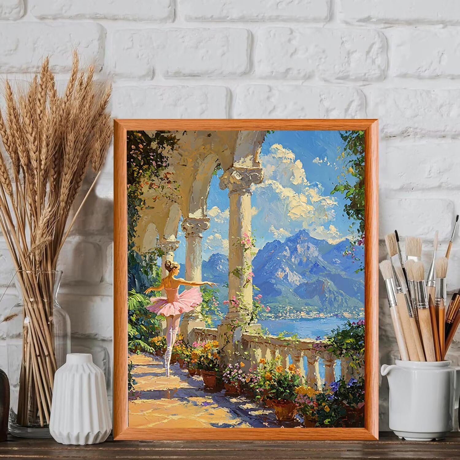 Paesaggio con ballerina Dipingere con i Numeri per Adulti, 70x90cm a-226 | Paint by Numbers Kit con Pennelli e Acrilico Pigmento, Fai da te Olio La Pittura di Numeri Kit, Decora la Casa, senza Cornice
