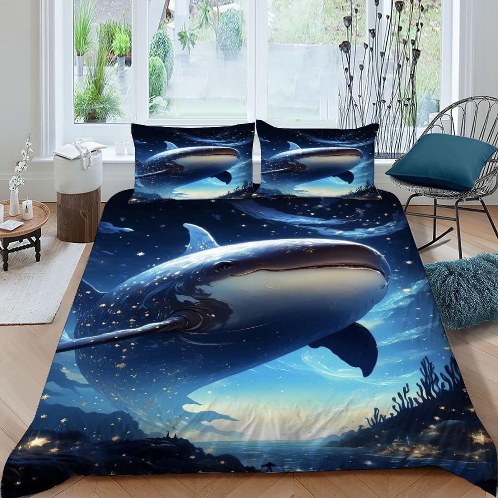 Housse de couette 3D baleine pour transformer la chambre des enfants