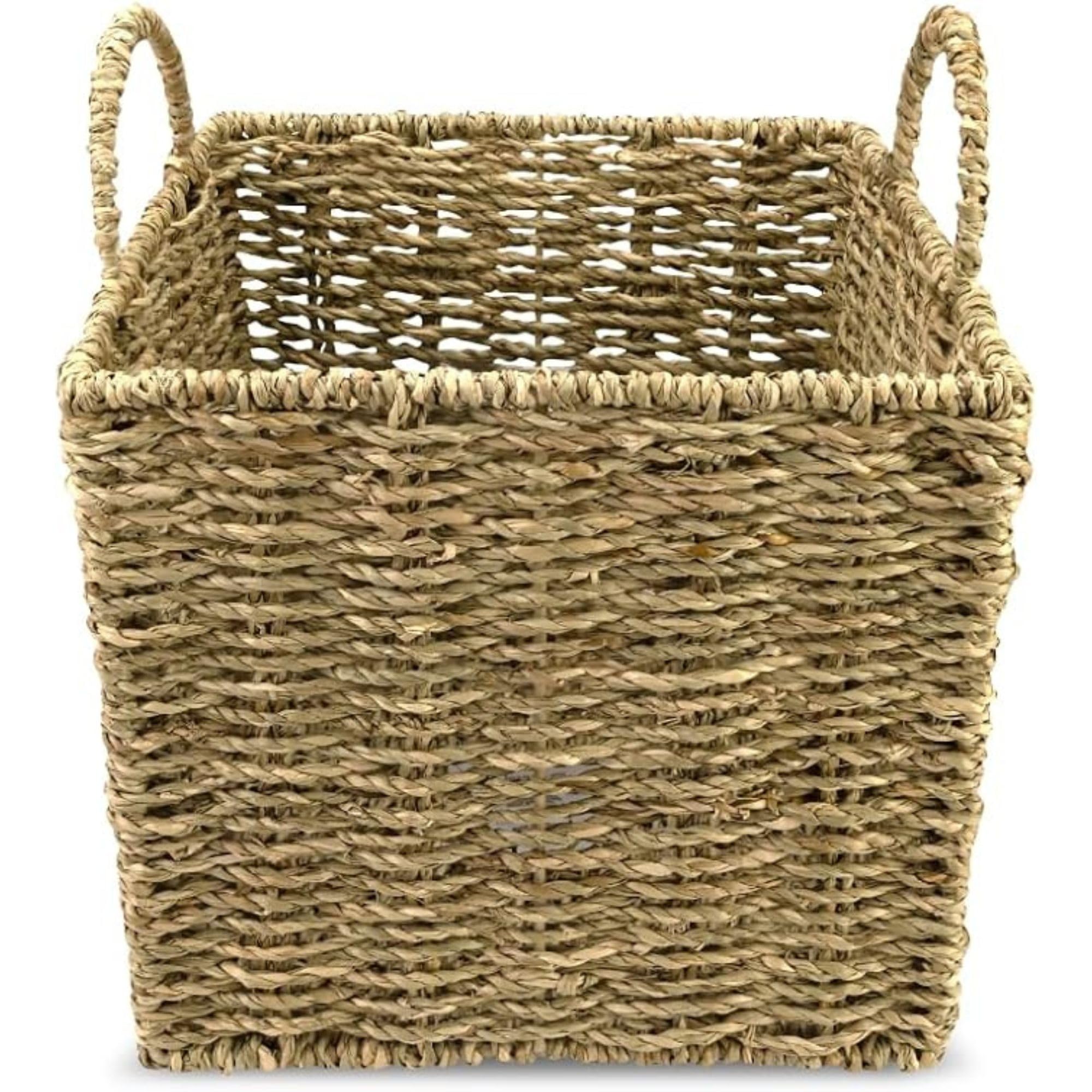 Jean & Len cesto portaoggetti, rettangolare, in alga marina, versatile per asciugamani, cosmetici e altri accessori, soluzione di conservazione decorativa e duratura, 22 x 22 x 26 cm