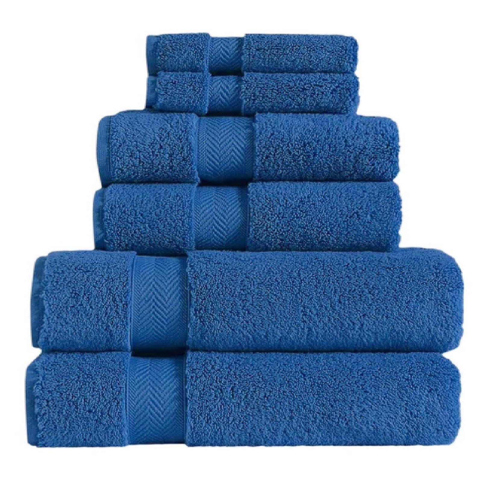 Wholesale Trade Dealz Luxury Bath Towels 800GSM 100% Egyptian Cotton Super Soft Face Hand Bath Towels Jumbo Bath Sheets Quick Dry Highly Absorbent Beach Towels (Blue, Face Cloth)