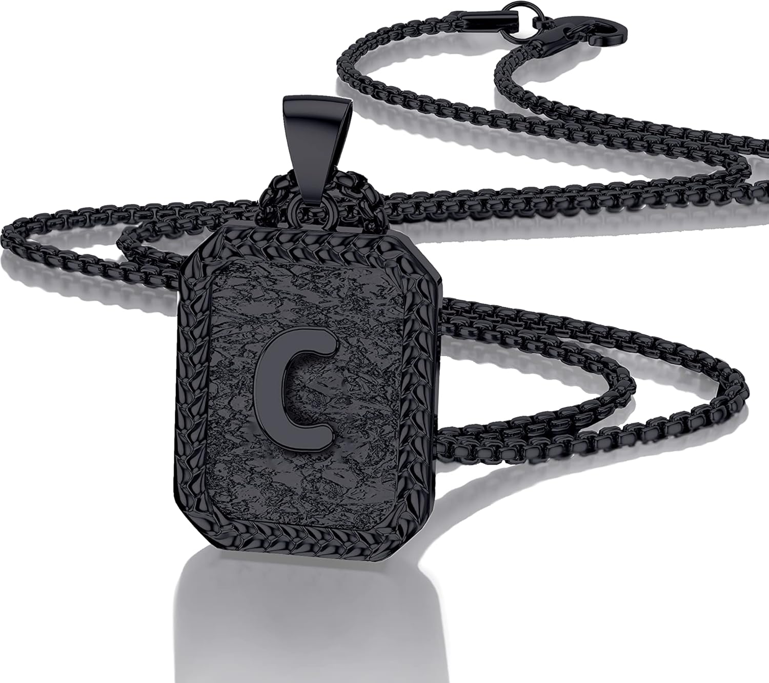 Initial Letter Pendant Necklace for Men Women Sterling Silver/Gold Plated Box Chain Necklace 20 Inches Initial Necklaces for Men