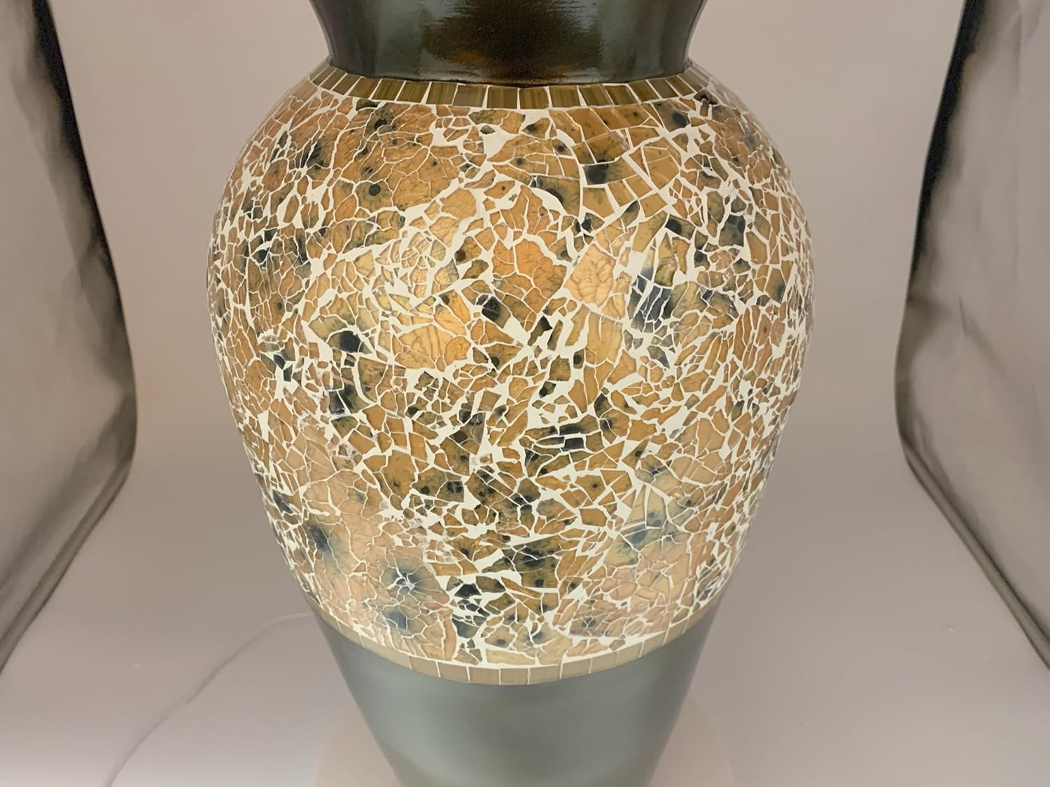 Floor Vase, 24 Inch Mosaic Vase – Tall Cylinder Made of Brass with Dandelion and White Glass Mosaic Pieces – Handcrafted Decorative Home Décor Accent Piece for Bedroom, Living Room, Office