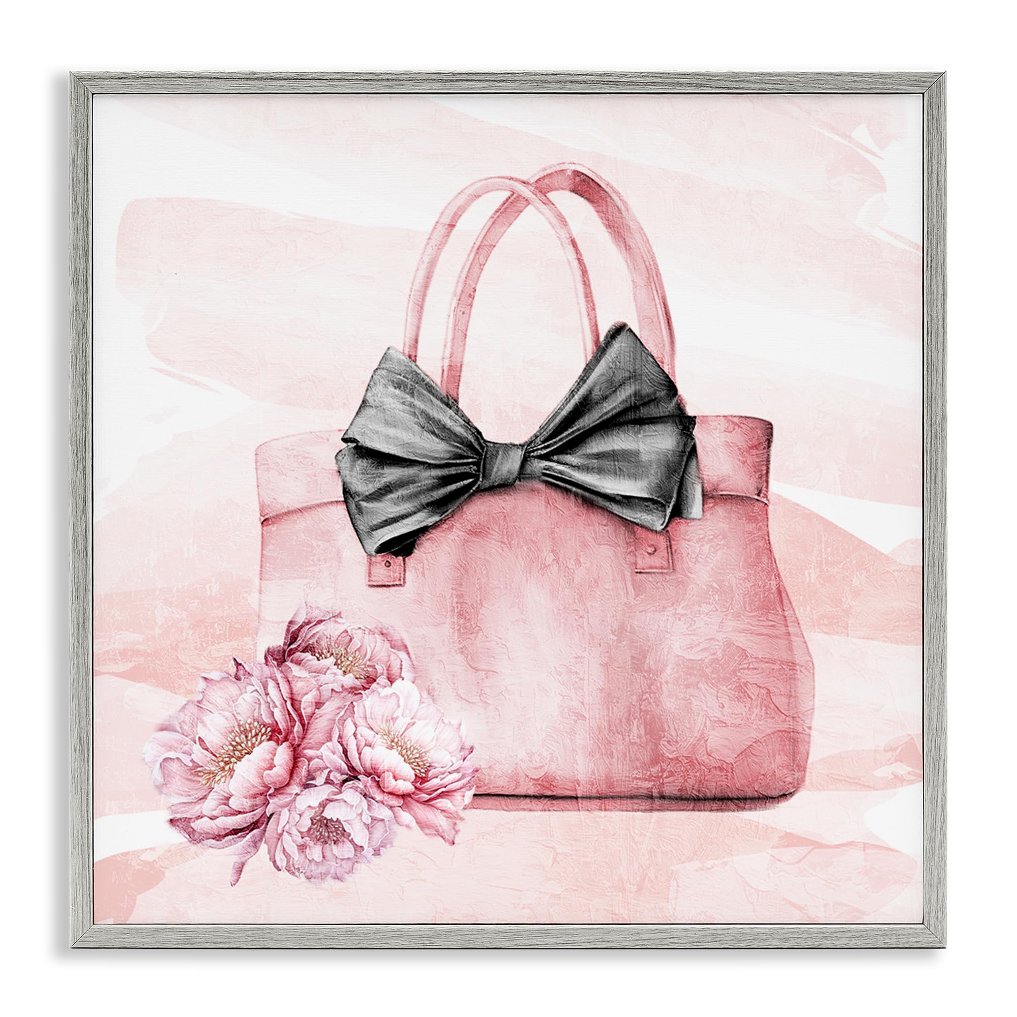 Stupell Industries Farmhouse Gray (Textured) 'Glam Time Handbag'| Framed Giclee Art