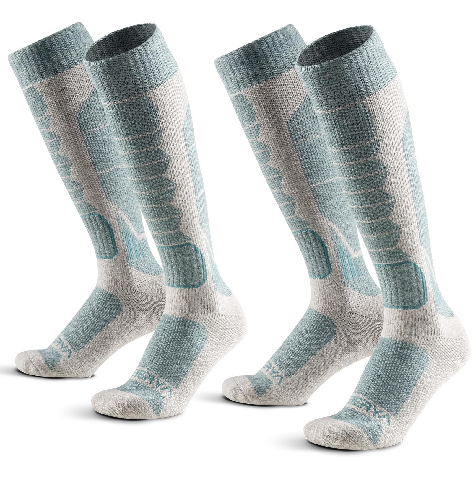 Merino Wool Ski Socks for Men, Women &amp; Youth - Over-the-Calf Full Cushion Thermal Snowboard Socks, Winter Performance