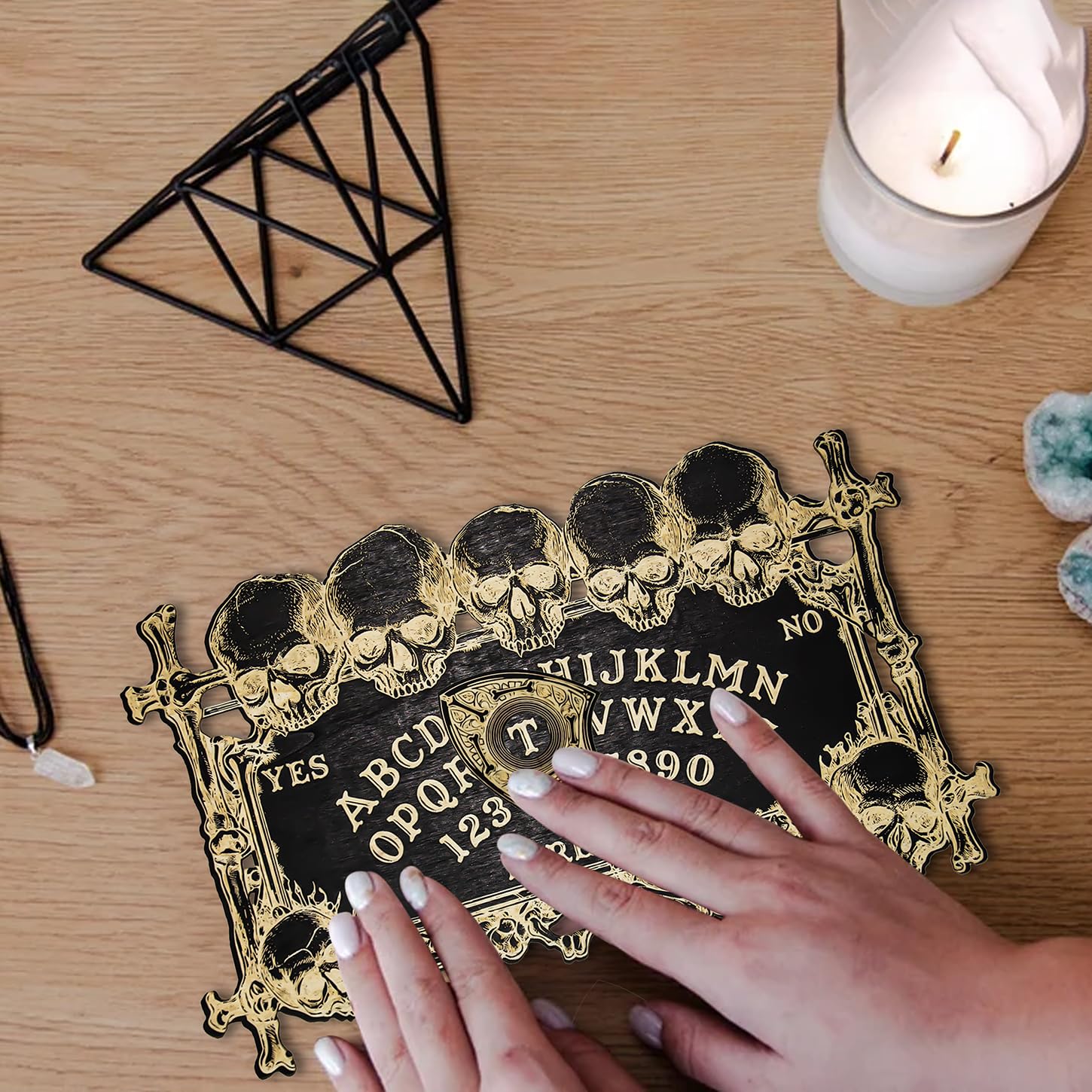 YIVFOX Ouija Board Magic Skull Divination Board for Party and Decoration Wooden Spiritual Dialogue Board for Witchy Supplies - Image 3