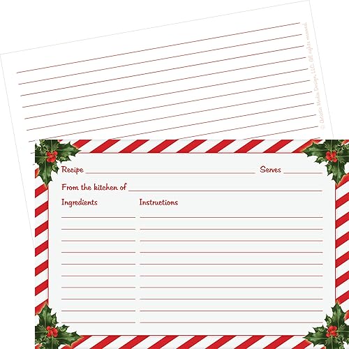 Christmas Recipe Cards Set of 50 - Double-Sided 4x6 Premium