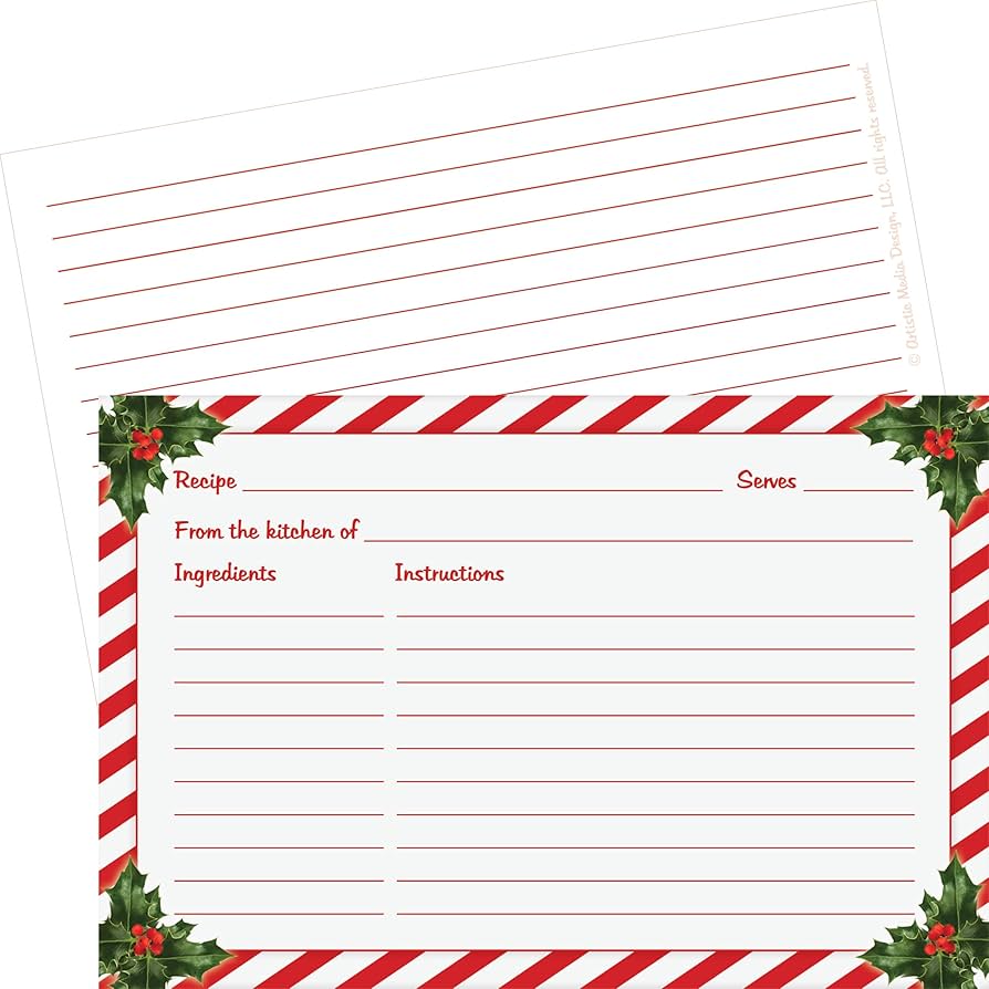 Amazon.com : Christmas Recipe Cards Set of 50 - Double-Sided 4x6 Premium Holiday Recipe Cards With Holly Design | Thick Card Stock : Arts, Crafts & Sewing amazon-com-christmas-recipe-cards-set-of-50-double-sided-4x6-premium-holiday-recipe-cards-with-holly-design-thick-card-stock-arts-crafts-sewing
