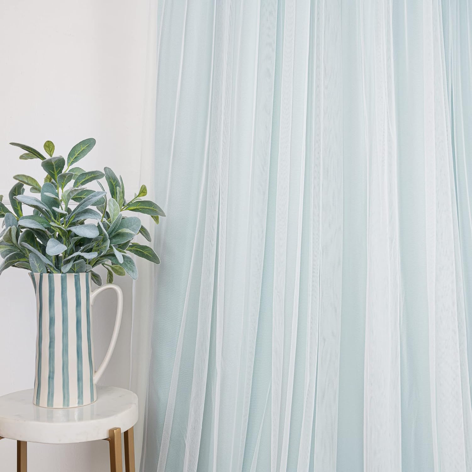 Best Home Fashion Lace Tulle Overlay Thermal Insulated Solid Blackouts - Rod Pocket - Set of 2 Panels - 52" W x 84" L - Mint