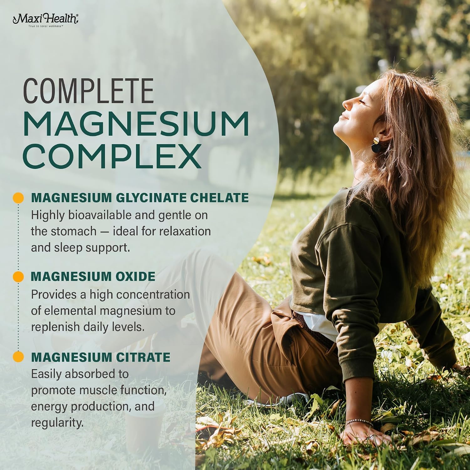 Maxi Health® Magnesium Complex, Oxide, Glycinate & Citrate (180 Capsules) — Amazon image 4