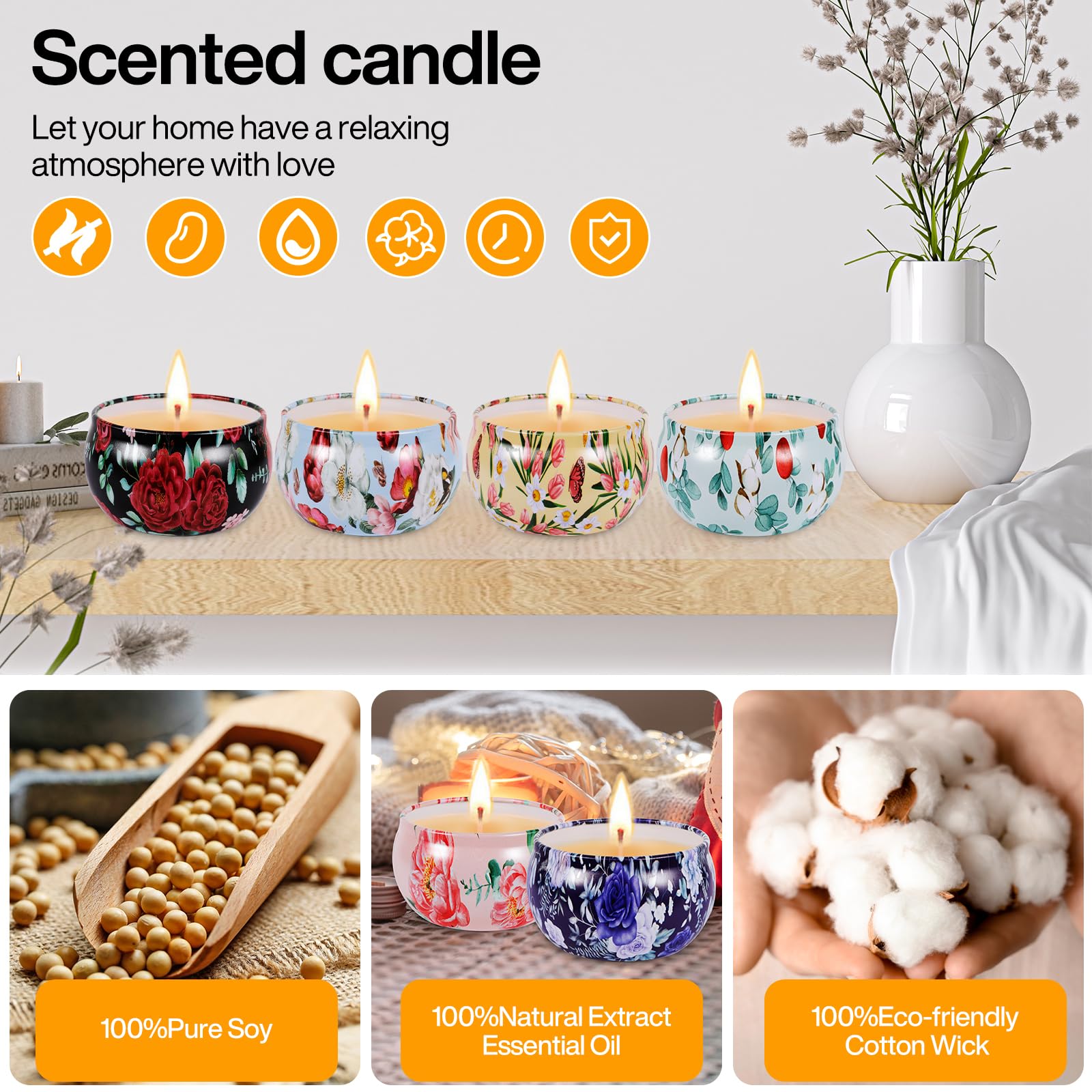 Set 6 Candele Profumate In Soia - Aromaterapia Per Casa, Regalo Perfetto Per Donne E Occasioni Speciali - Foto 8