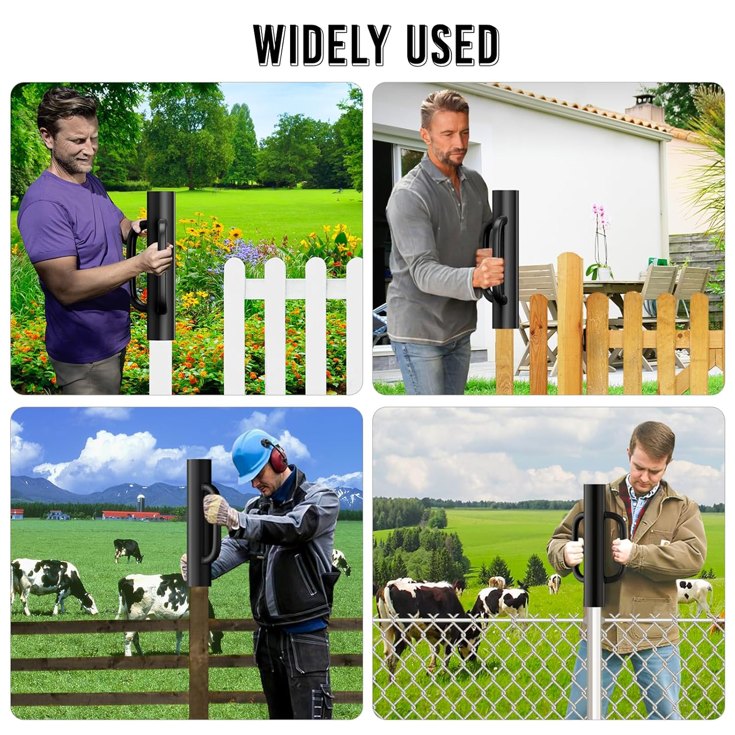 T Post Driver - 12LB Fence Post Driver Heavy Duty Hand Post Pounder with Handle Black Steel Rammer for U Fence Post Wooden Post Hole Diggers,Black