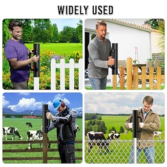 T Post Driver - 12LB Fence Post Driver Heavy Duty Hand Post Pounder with Handle Black Steel Rammer for U Fence Post Wooden Post Hole Diggers,Black