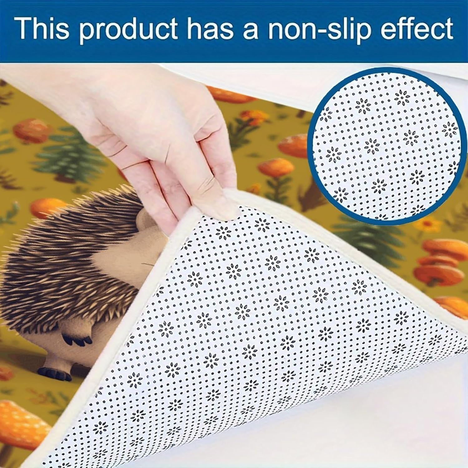 Hedgehog Kitchen Mat Washable Non Slip Rugs Soft Kitchen Mats for Floor Set of 2 PCS Cushioned Absorbent Runner Standing Rugs for Home Sink Laundry Office