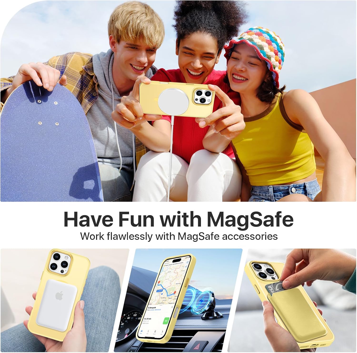 Telaso for iPhone 16 Pro Case, iPhone 16 Pro Phone Case Compatible with Magsafe Translucent Matte Back Slim Fit Full Body Shockproof Anti-Yellow Cover for iPhone 16 Pro 6.3",Yellow - Image 5