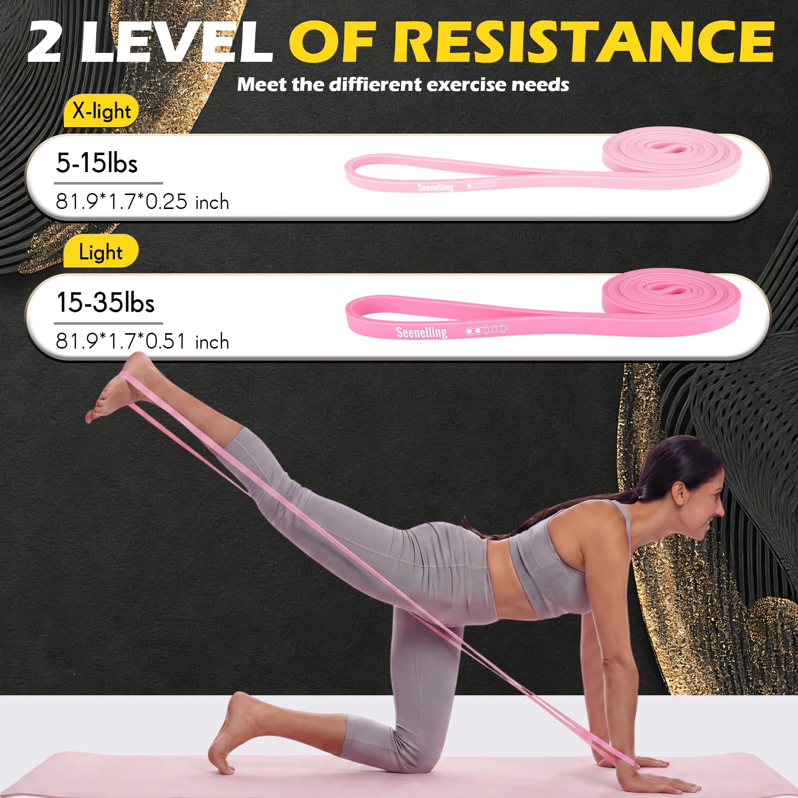 Seenelling 36 fasce di resistenza elastiche per allenamento a casa, palestra, allenamento della forza, yoga e esercizi fisici, per uomini e donne