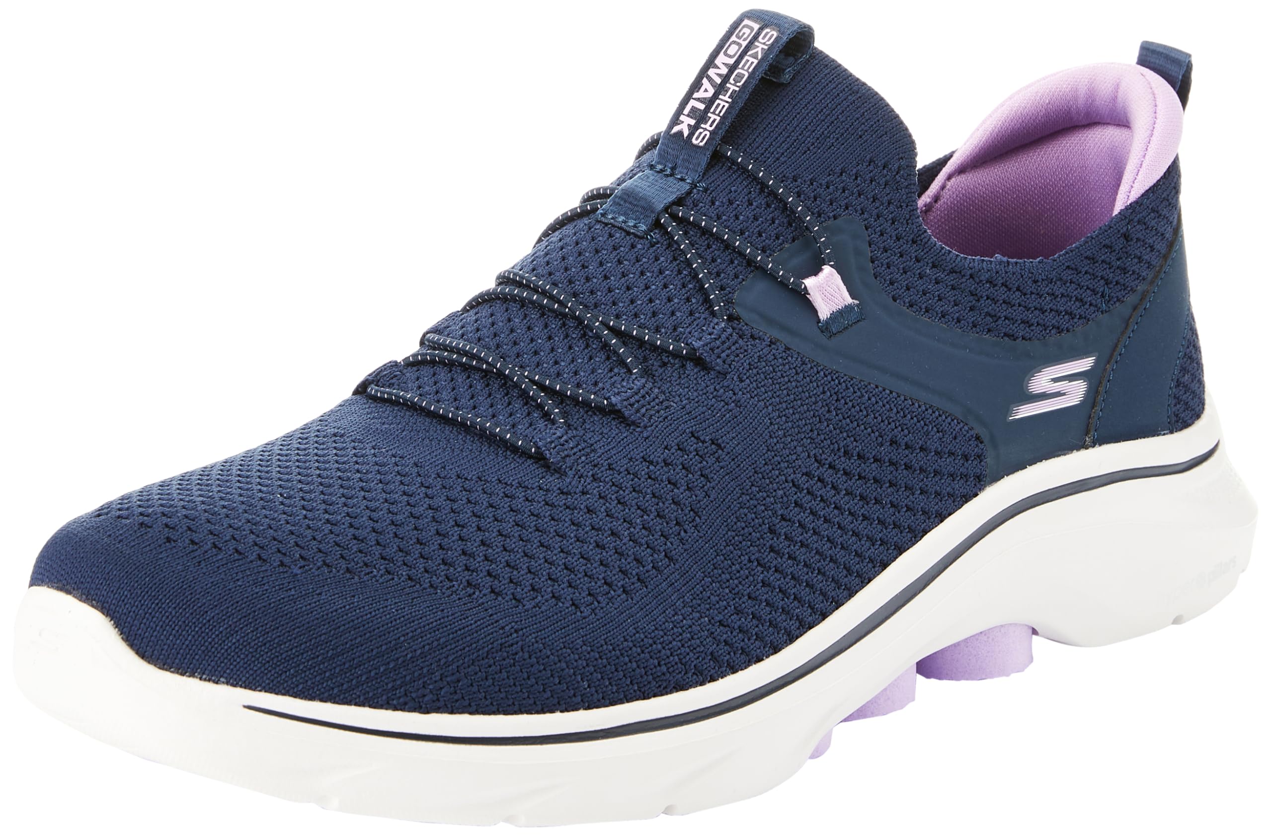 Skechers Women's GO Walk 7, Navy Textile/Lavender Trim, 5.5 UK