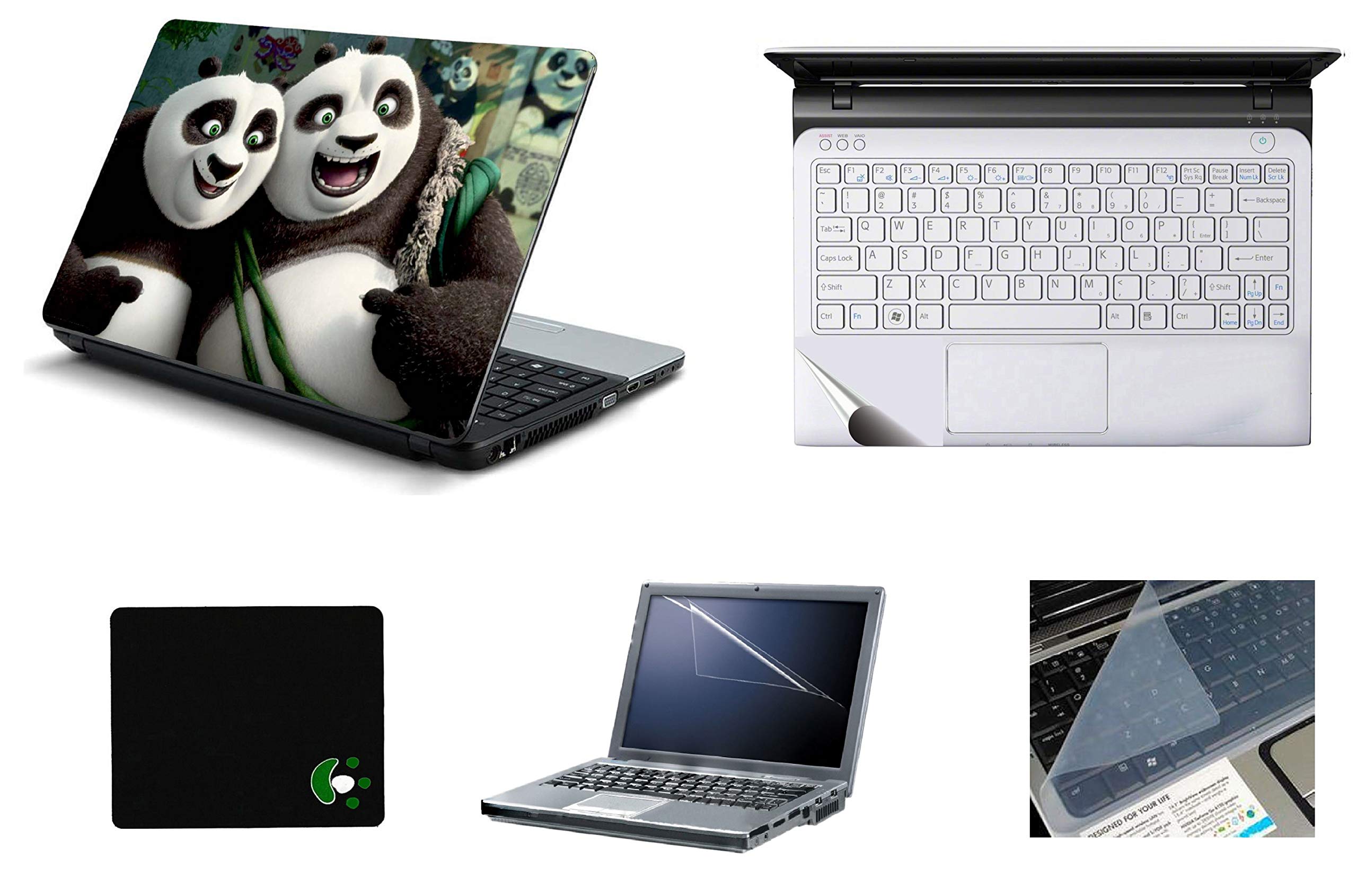 StickerKing 5in1 Laptop Accessories Combo 15.6 Inch Panda Laptop Skins Stickers, Screen Guard, Key Guard, Mouse Pad and Palmrest Skin for HP-DELL-Lenovo-Asus-Acer Laptops || Notebooks (B08P1K9SFK) Amazon Price History, Amazon Price Tracker