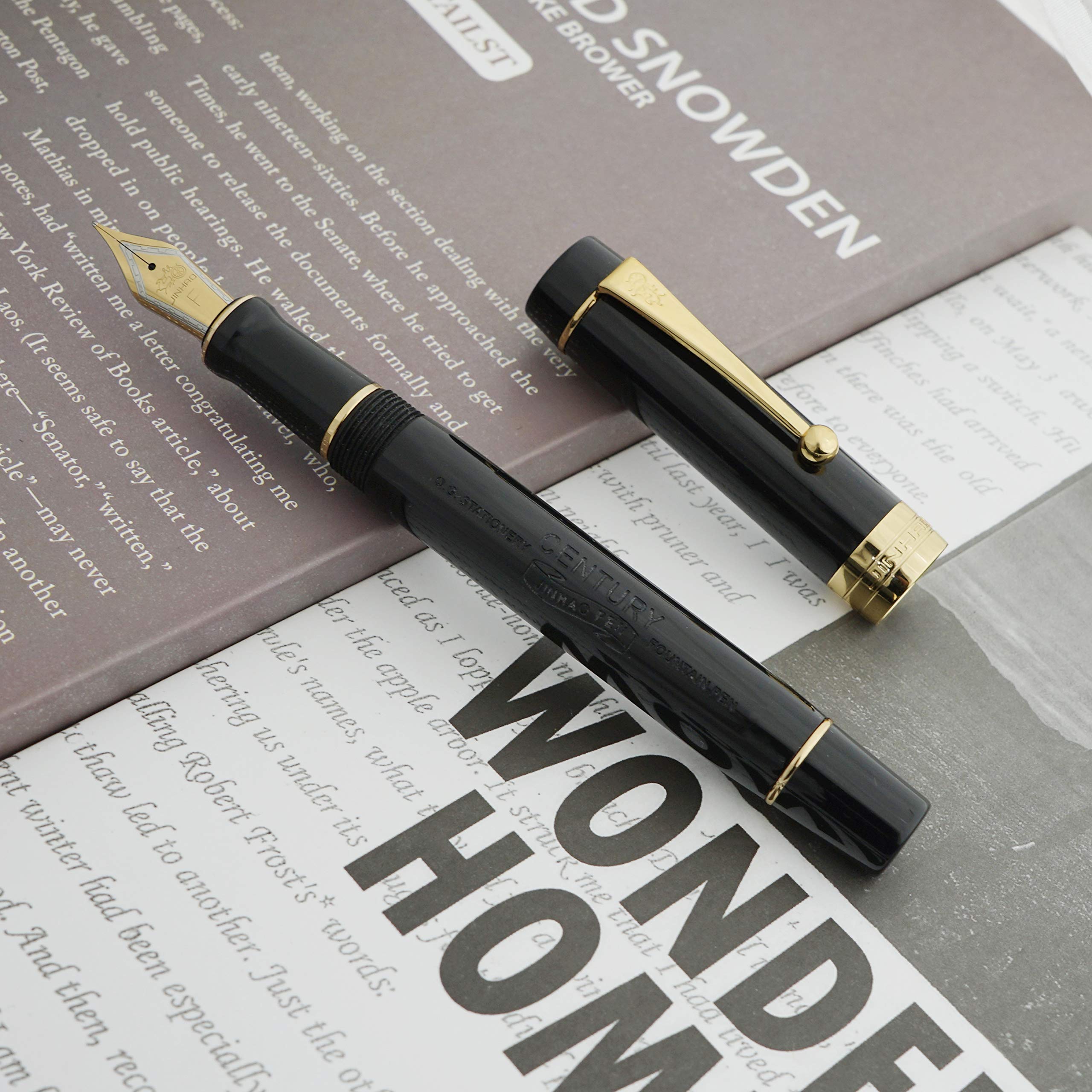 Jinhao 100 Fountain Pen Celluloid Classic Style, #6 Nib Smooth Writing Instrument with Refillable Converter and Pen Case Set - Image 6