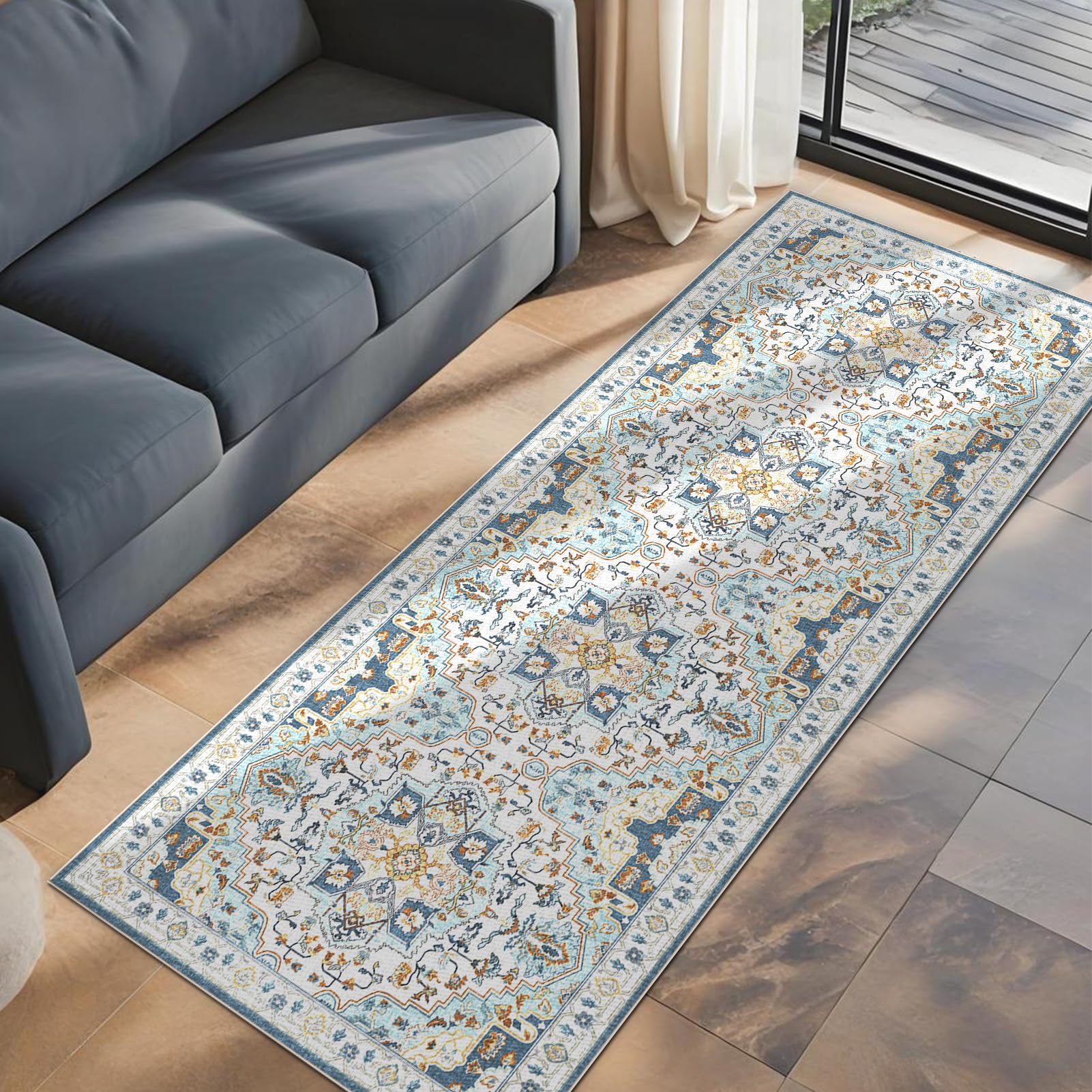 Chodnik do korytarza 80 x 400 cm antypoślizgowy dywan korytarz długi korytarz chodnik zmywalny długi korytarz do kuchni, przedpokoju, pralni