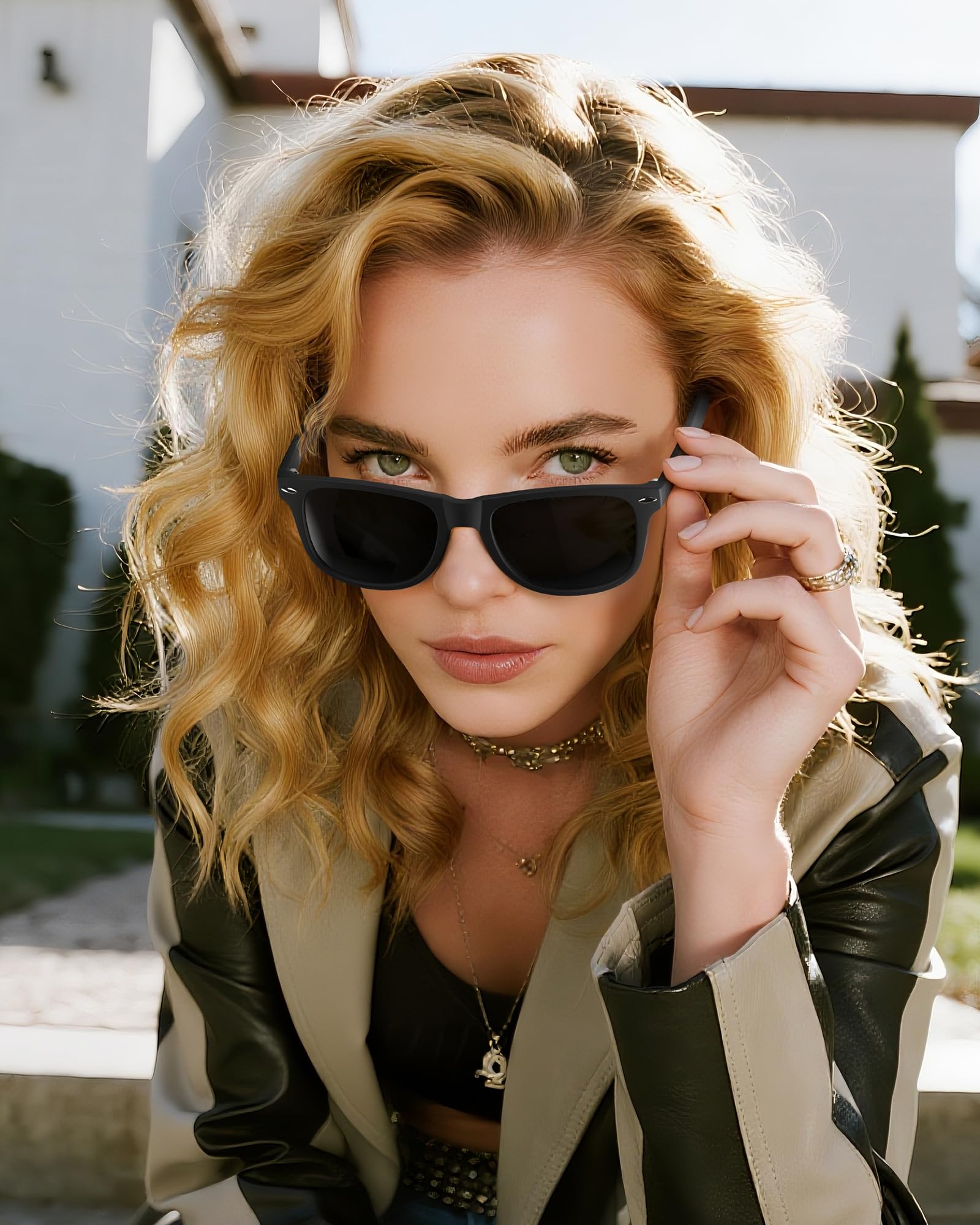 Gafas de sol polarizadas para mujer: gafas de sol polarizadas de moda con protección UV400, gafas de sol de moda, Negro + marrón degradado + marrón claro, M 3