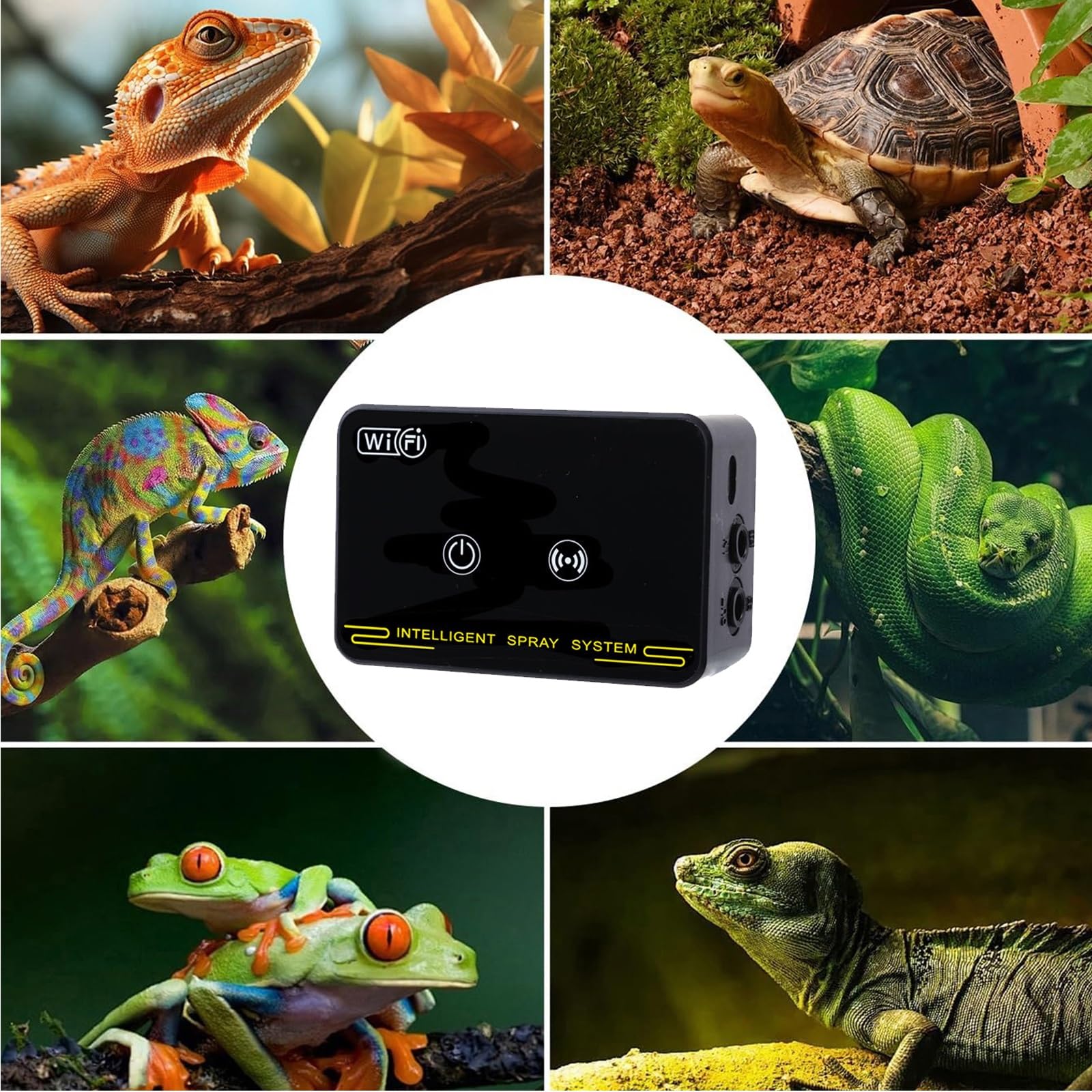 Sistema de Nebulización Automático Reptile Mister con Control Remoto WiFi, Humidificadores para Reptiles con Controlador de Sincronización Inteligente y Boquillas(4 nozzles)