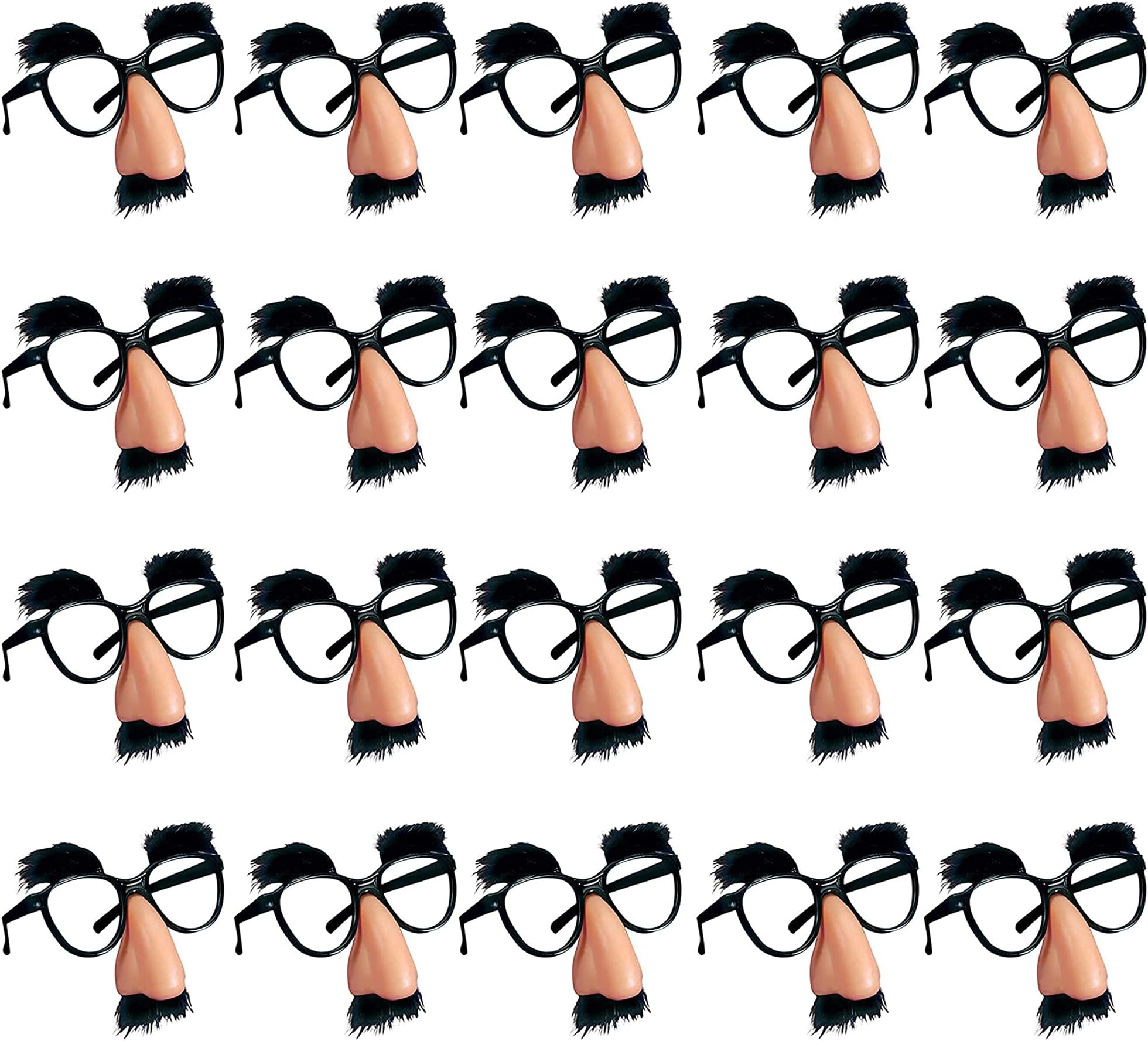 20 PCS Disguise Glasses with Funny Nose Funny Glasses with Eyebrows and Mustache Perfect Party Favors for Costume Halloween and Birthday Parties