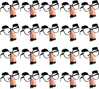 PPXMEEUDC 20 PCS Disguise Glasses with Funny Nose Funny Glasses with Eyebrows and Mustache Perfect Party Favors for Costume Halloween and Birthday Parties