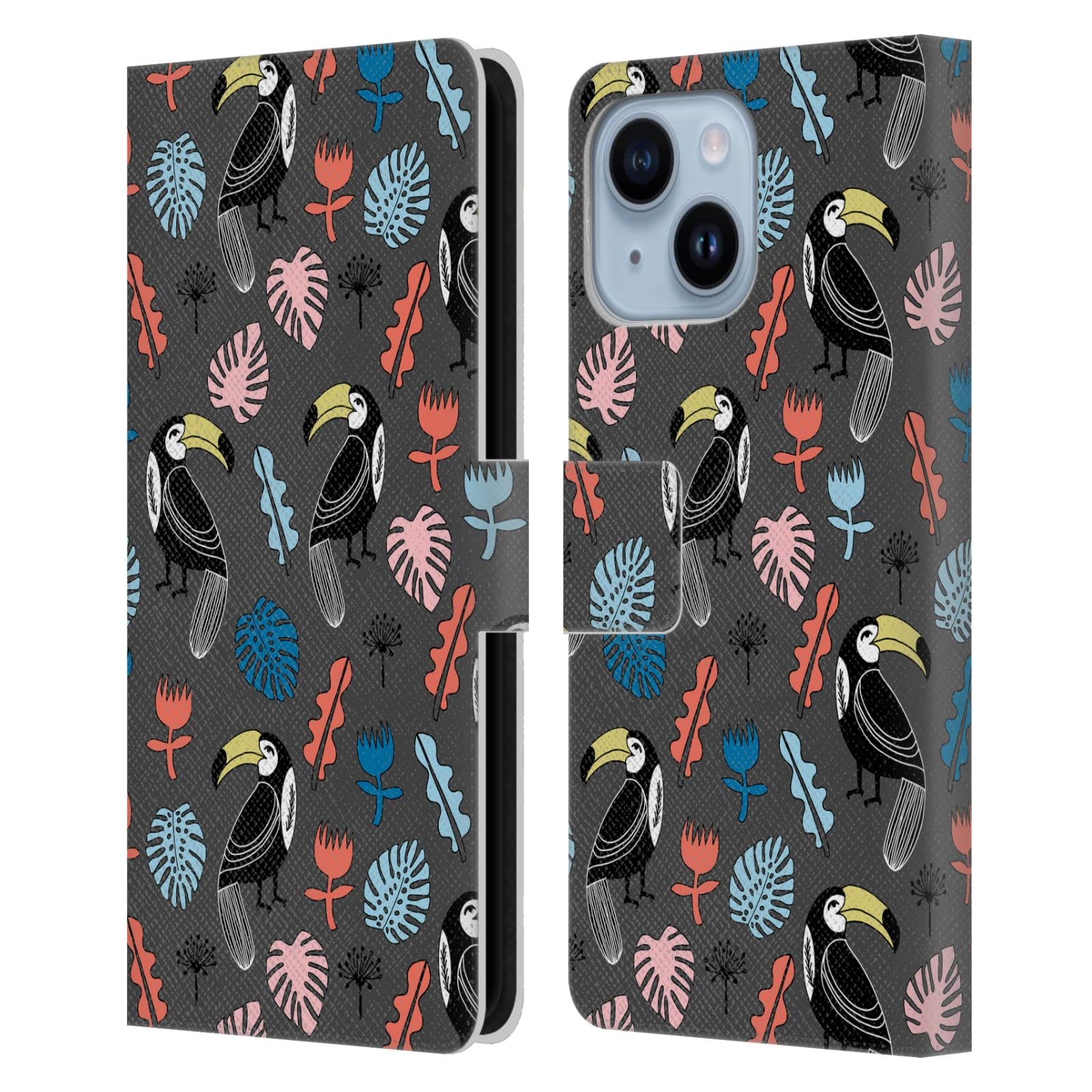 Étui cuir toucan pour iPhone 14 Plus avec fentes pour cartes intégrées