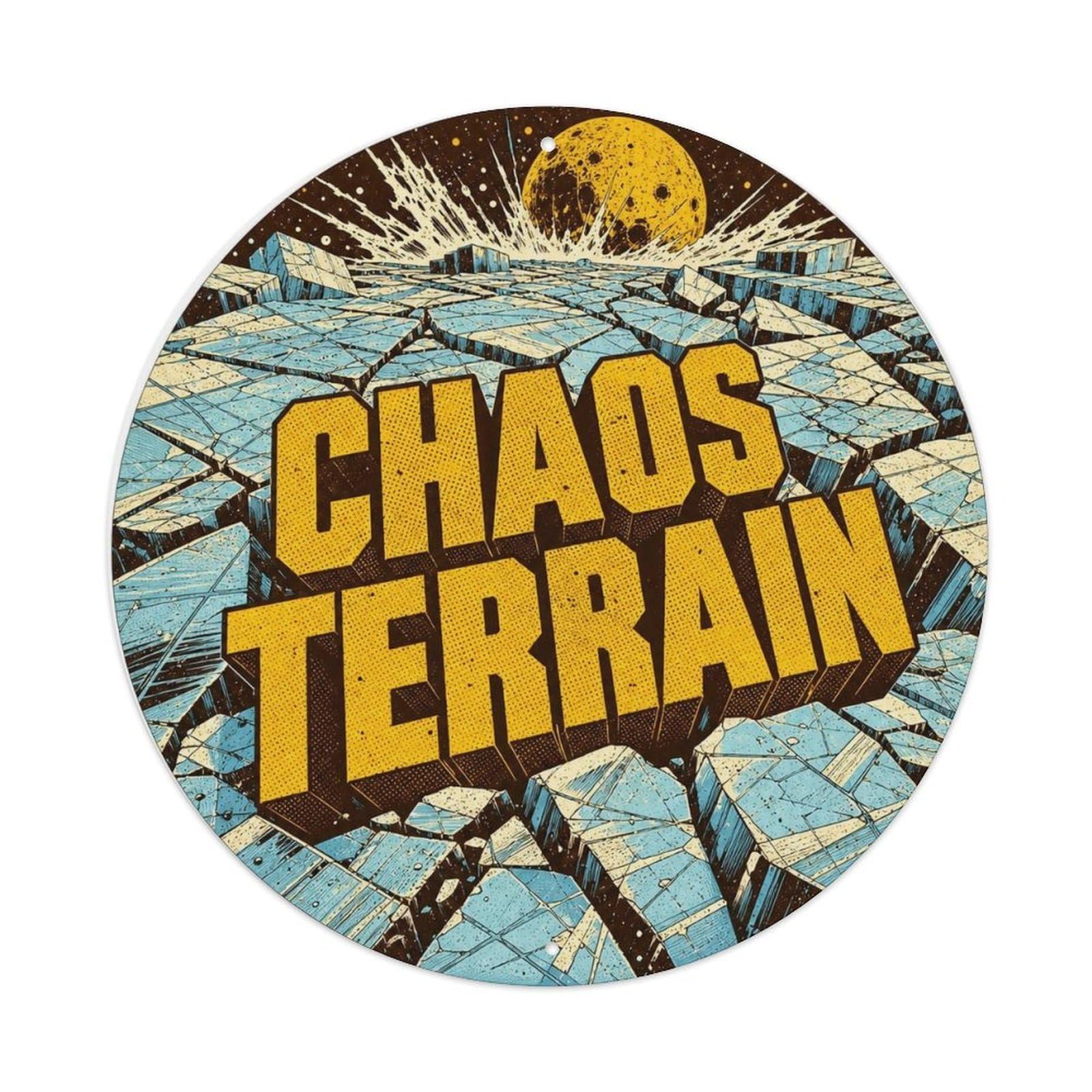 Europa Chaos Terrain Ocean World Space Age Astrobiology Metal Tin Sign Plaque Wall Decor for Cafe, Man Cave, Club Bar, Office, Home Garden Round Metal Poster 8x8Inch