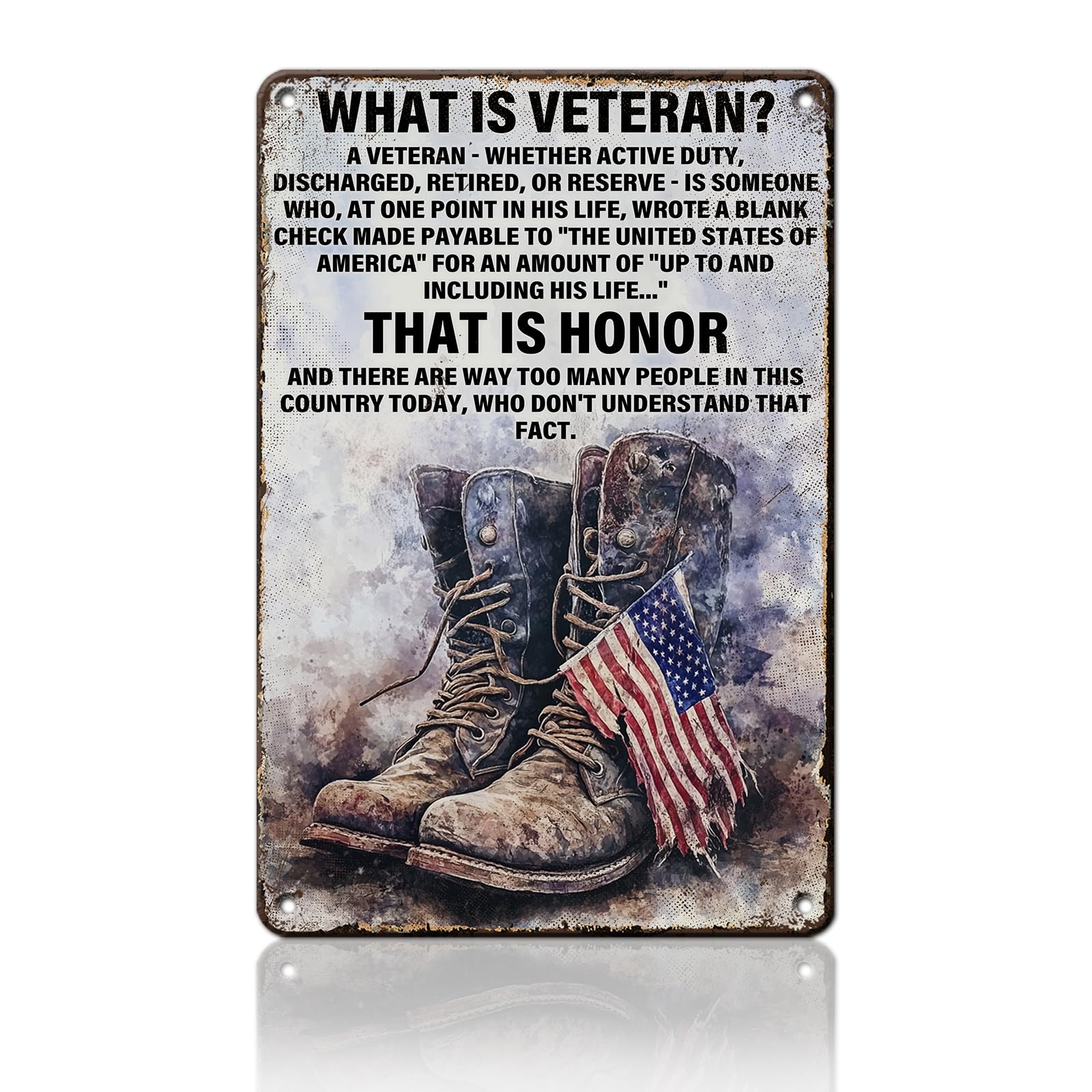 Anceky What is A Veteran Sign Funny Metal Tin Sign Wall Decor for Home Bar Cafe Kitchen Garage 12×8 Inch
