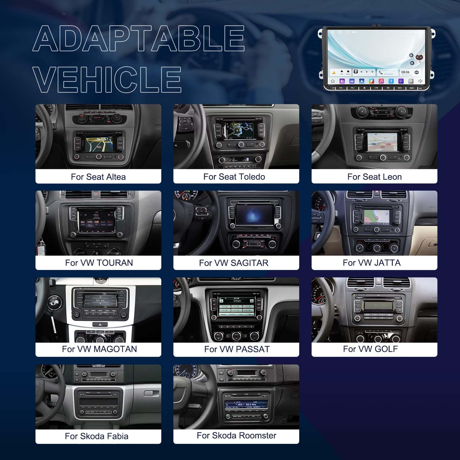 Hikity Android 13 Radio Coche para VW Passat Golf 5 6 Skoda con GPS WiFi, 9 Pulgadas Pantalla para Coche con Mirror Link EQ USB Autoradio Bluetooth con Cámara Trasera +CANBUS