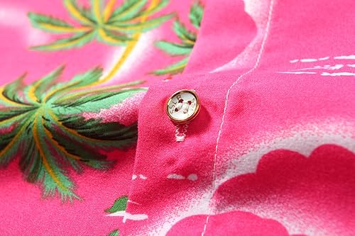Miniatura 6 de SSLR Paquete de camisa hawaiana para hombre, camisa de manga corta con flamenco casual con botones, camisa de playa de verano