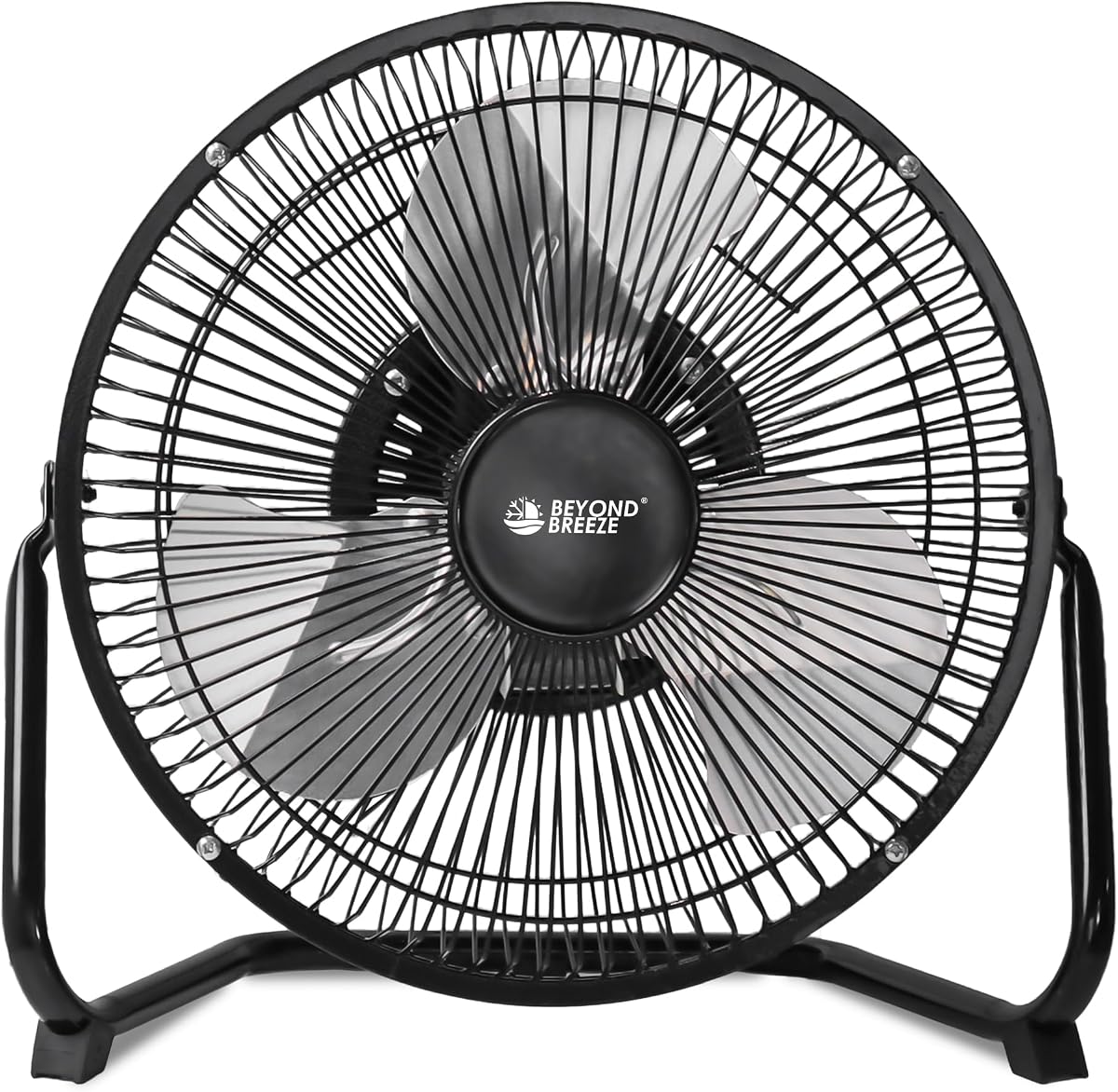 BEYOND BREEZE 9 Inch Metal Floor Fan with Upgraded Airflow, Black | 3-Speed Portable Cradle Floor Fan, 180° Adjustable Tilt, Perfect for Workshop, Home, Office