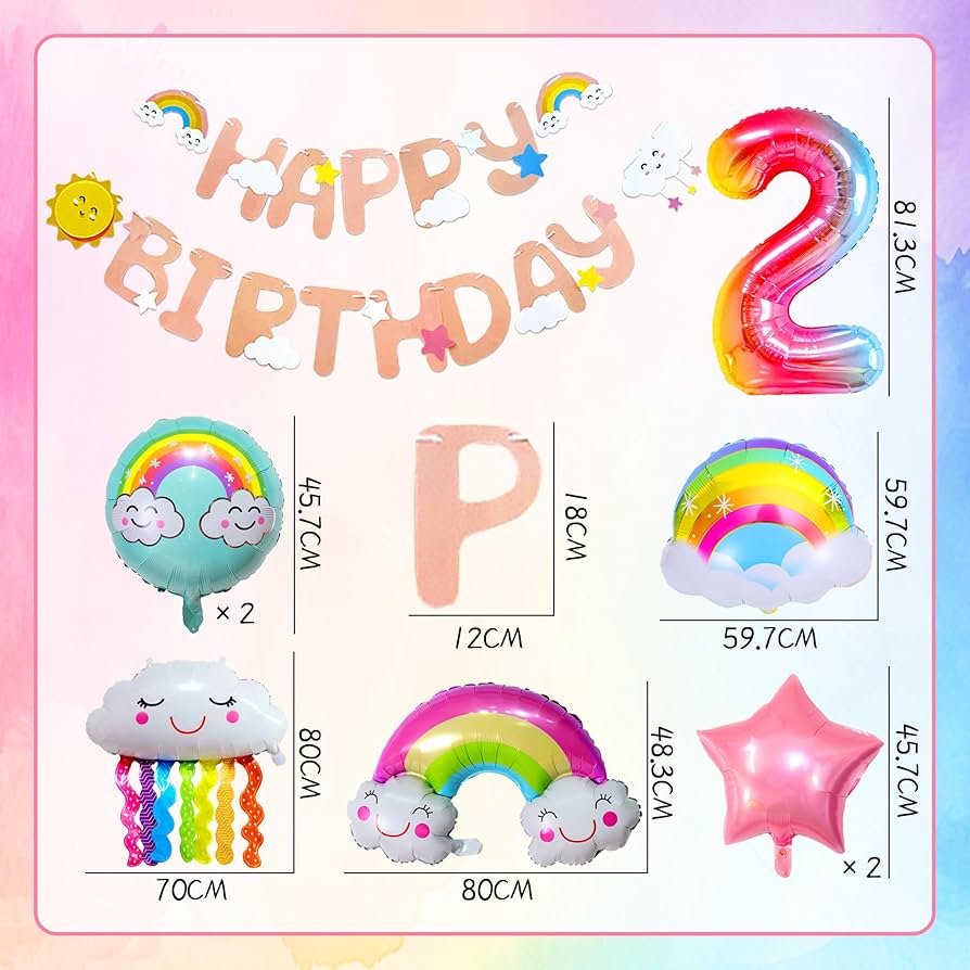 ✨ 2歳　飾り付け お誕生日バルーン　レインボー 虹の誕生日 Amazon | [LaVenty]誕生日 飾り付け 2歳 虹の風船 2歳お誕生日バルーン