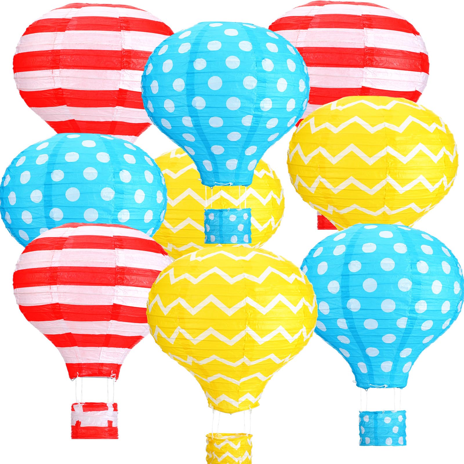 Retisee 9 Pcs 12 Inch Hanging Hot Air Balloon Paper Lanterns Decorations Reusable Hot Air Balloon Lanterns Decor Hanging Paper Lantern for Birthday Christmas Party