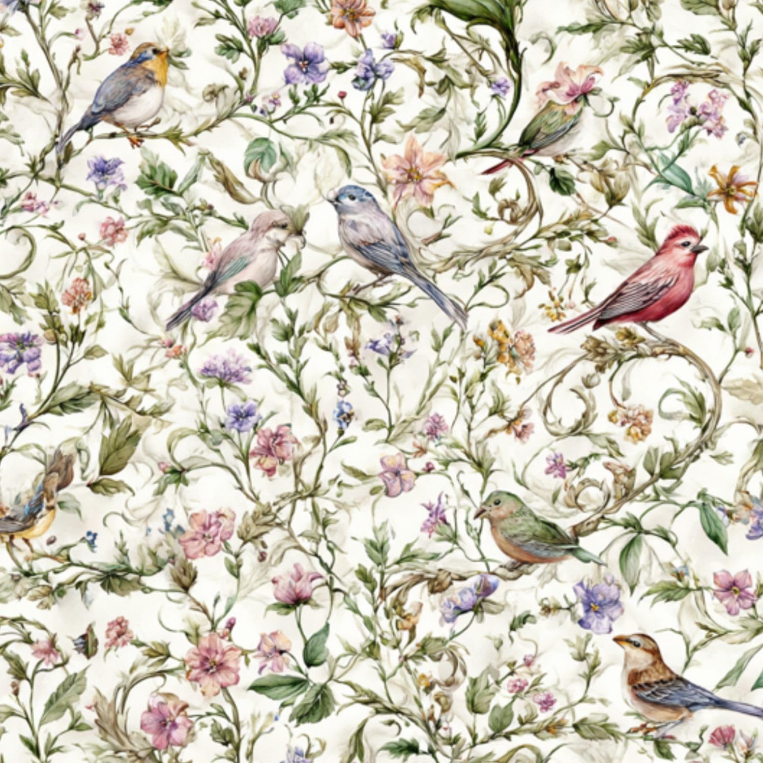 DERUINVAIO Self Adhesive Feature Removable Seamless Botanical Cottage Peel and Stick Vinyl Wallpaper Roll, Sticky Lining Paper for Bedroom, Living Room, Kitchen Walls