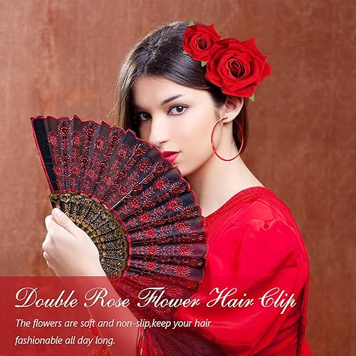 Miniatura 4 de 12 pinzas para el cabello de rosas para novia, broche de rosa, accesorios para el cabello de boda, para mujeres, niñas, fiestas y bailarinas de