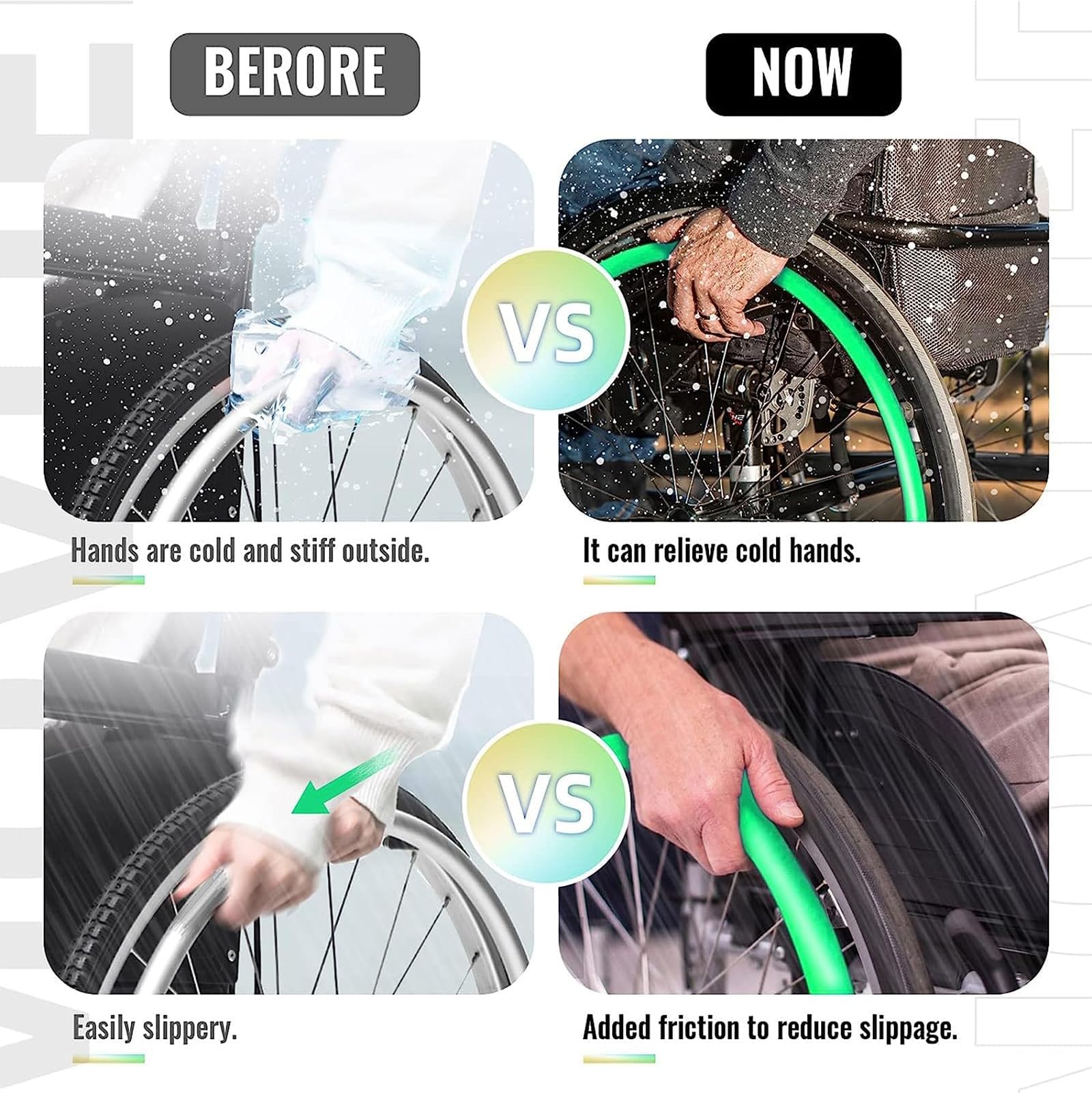 Coperture protettive in silicone per sedia a rotelle, migliorano la presa e il comfort, ideali per l'assistenza quotidiana della mobilità