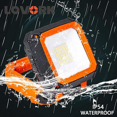 Miniatura 8 de Paquete de 2 luces de trabajo magnéticas portátiles LED con soporte, recargable, iluminación regulable de 900 lúmenes, base giratoria de 190,